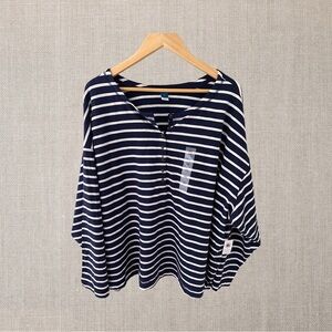 Old Navy Plus Size 3/4 Sleeve Casual Stripe Henley Top NWT Size 4X